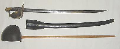 Naval cutlass, sheath and a "single stick"