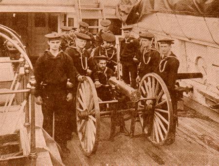 Gatling Gun Drill aboard a warship