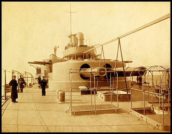 The rear turret of the USS Indiana