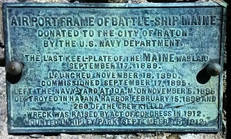 U.S.S. Maine Air Port Relic Plaque