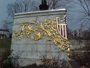 Bow scroll of the Battleship Maine in Bangor, Maine, Side View