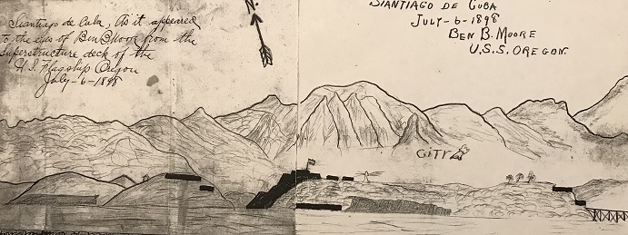 Benjamin Butler Moore's sketch of the Coastline at Santiago de Cuba, 1898